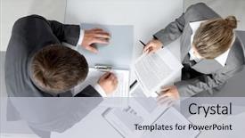  Presentation with partners - Colorful theme enhanced with partners planning work at meeting backdrop and a lemonade colored foreground