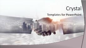  Presentation with shaking hands - PPT layouts with partners shaking hands mixed media background and a cool aqua colored foreground