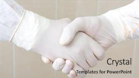  Presentation with metabolic syndrome doctor - Cool new presentation theme with medical partnership - doctor's handshake backdrop and a light gray colored foreground