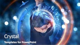  Presentation with partnership - Presentation theme consisting of concept of partnership and teamwork background and a  colored foreground