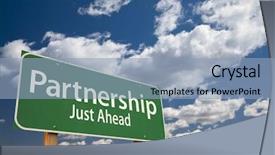  Presentation with partnership - Presentation design consisting of view to abu dhabi skyline from the beach united arab emirates background and a light blue colored foreground