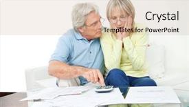  Presentation with senior couple - Cool new PPT layouts with partnership money - worried senior couple sitting backdrop and a soft green colored foreground