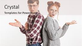  Presentation with partnership - Presentation with partnership schools - confused couple of school nerds background and a lemonade colored foreground