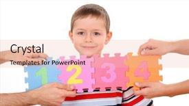  Presentation with schools - Amazing PPT theme having partnership schools - hands holding puzzle with number backdrop and a  colored foreground