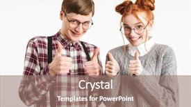  Presentation with partnership - Presentation theme enhanced with partnership schools - happy couple of school nerds background and a  colored foreground