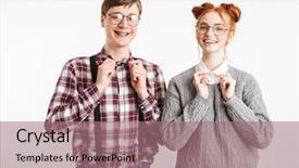  Presentation with partnership - Amazing presentation having partnership schools - happy couple of school nerds backdrop and a coral colored foreground