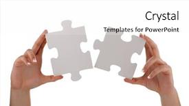  Presentation with together puzzle pieces - PPT theme enhanced with puzzle pieces joining together concept background and a white colored foreground