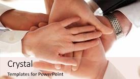  Presentation with photo - Presentation with partnership support - photo of hands on top background and a  colored foreground