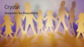  Presentation with doll paper - Slides having partnership support - team of paper doll people background and a coral colored foreground