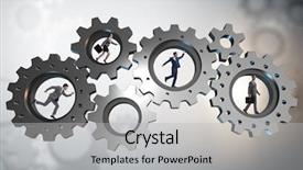 Presentation with teamwork - Cool new slides with partnership support climb - teamwork concept with cogwheels backdrop and a  colored foreground