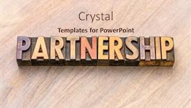  Presentation with partnership - Colorful PPT theme enhanced with partnership-word-in-vintage-letterpress backdrop and a lemonade colored foreground