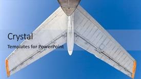  Presentation with airplane and airport - PPT theme featuring parts aircraft - airplane tail bottom view background and a light blue colored foreground