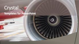  Presentation with airplane engine - Presentation design having parts aircraft - turbine engine of airplane background and a gray colored foreground