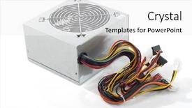  Presentation with power supply - Colorful presentation design enhanced with parts computer - power supply unit backdrop and a white colored foreground