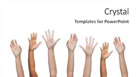  Presentation with human body parts - Theme having parts concept - human hands waving background and a white colored foreground