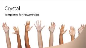  Presentation with human body parts - Cool new PPT theme with parts concept - human hands waving backdrop and a white colored foreground
