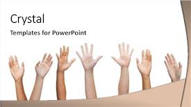  Presentation with human body parts - Beautiful PPT layouts featuring parts concept - human hands waving backdrop and a white colored foreground