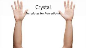  Presentation with human body parts - Slide deck having parts concept - two man hand background and a sky blue colored foreground