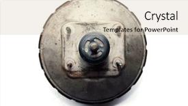  Presentation with car brake - Theme enhanced with parts isolated on white brake background and a soft green colored foreground