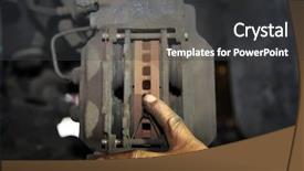  Presentation with car brake - PPT theme featuring parts isolated on white brake background and a dark gray colored foreground