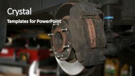  Presentation with car brake - Slides enhanced with parts isolated on white brake background and a tawny brown colored foreground