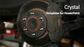  Presentation with car brake - Beautiful slides featuring parts isolated on white brake backdrop and a dark gray colored foreground