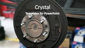  Presentation with car brake - Theme enhanced with parts isolated on white brake background and a dark gray colored foreground