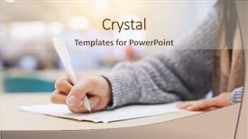  Presentation with sketch pad note book paper - Amazing PPT theme having parts research - student taking note on paper backdrop and a  colored foreground