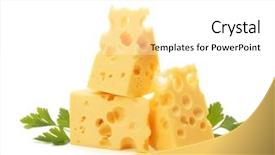  Presentation with brown sugar isolated on white - Colorful slide set enhanced with parts whole - cheese block isolated on white backdrop and a white colored foreground