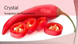  Presentation with chili - Beautiful PPT layouts featuring parts whole - sliced red chili or chilli backdrop and a red colored foreground