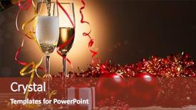  Presentation with glass bottle packaging - PPT theme having party - champagne pouring from bottle background and a tawny brown colored foreground