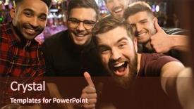  Presentation with selfie - Slides with party - cheerful old friends having fun background and a wine colored foreground