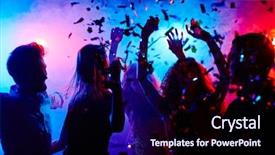  Presentation with halloween - Cool new slide deck with party - dancing people at nightclub backdrop and a navy blue colored foreground
