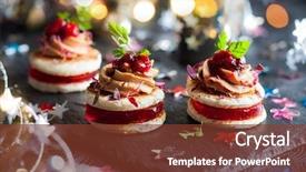  Presentation with jelly - Amazing PPT theme having party - festive appetizer with foie gras backdrop and a tawny brown colored foreground