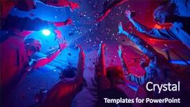  Presentation with disco - PPT theme enhanced with party - fun at disco background and a navy blue colored foreground