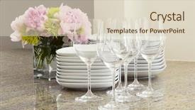  Presentation with peony - Audience pleasing presentation theme consisting of formal party - glasses plates peony flowers backdrop and a soft green colored foreground