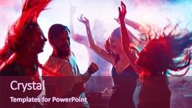  Presentation with club - Slide deck with party - group of energetic friends dancing background and a wine colored foreground