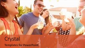  Presentation with people enjoying - Presentation enhanced with party - group of young people enjoying background and a red colored foreground