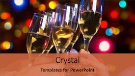 Presentation with crystal image - Slides with party - image of people hands background and a red colored foreground
