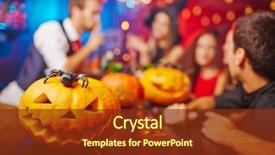  Presentation with lantern - Slide set having party - jack-o-lantern on bar counter background and a tawny brown colored foreground