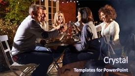  Presentation with outdoor party - Beautiful PPT theme featuring party - mature friends enjoying outdoor evening backdrop and a wine colored foreground