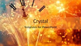  Presentation with happy new year - Audience pleasing slide set consisting of happy hour party - new year's at midnight backdrop and a gold colored foreground