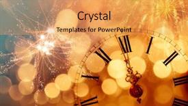  Presentation with new year - Audience pleasing PPT theme consisting of happy hour party - new year's at midnight backdrop and a yellow colored foreground