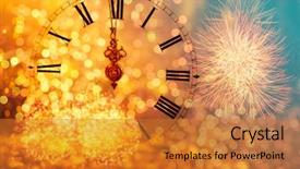  Presentation with lunar new year ox - Theme with happy hour party - new year's at midnight background and a gold colored foreground