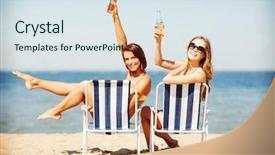  Presentation with shells beach summer holiday - Beautiful slide set featuring alcohol party - summer holidays and vacation backdrop and a sky blue colored foreground