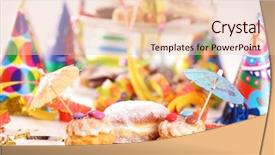  Presentation with birthday invitation - Cool new presentation design with party accessories for new year backdrop and a lemonade colored foreground