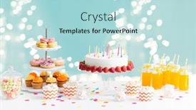  Presentation with party candles - Theme enhanced with party-and-festive-concept-birthday background and a light blue colored foreground