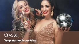  Presentation with disco ball - PPT theme enhanced with party-and-holiday-concept-two background and a coral colored foreground