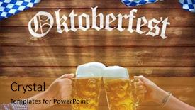  Presentation with announcement - Beautiful slides featuring party announcement - cheers hands holding up beer backdrop and a gold colored foreground