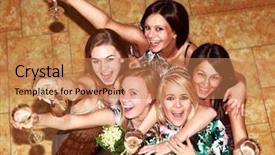  Presentation with party - PPT theme having party bridesmaids before the wedding background and a coral colored foreground